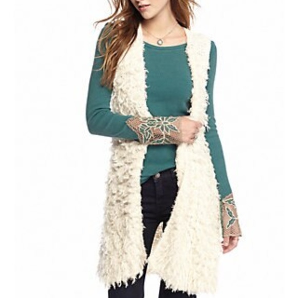 Free People Jackets & Blazers - Free People Rolling Stone Furry Vest Maxi Cardigan